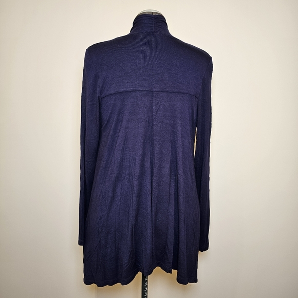 Dante Malan navy blue stretch rayon knit waterfall cardigan size M US - Picture 4 of 5
